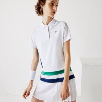 Lacoste SPORT Breathable Stretch Tennis Polo Shirt Dámské - Polo Bílé / Blankyt / Zelene / Černé | C